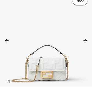Fendi White Baguette Bag Mini
